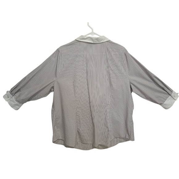 Worthington Womens Plus 2X Pinstripe Button Down Blouse - Picture 2 of 6